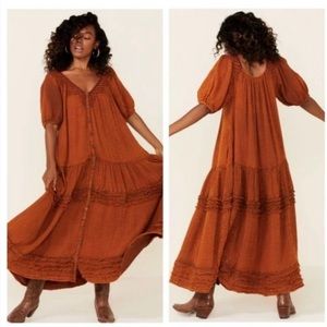 Free People sunday stroll maxi in burnt orange Sz M